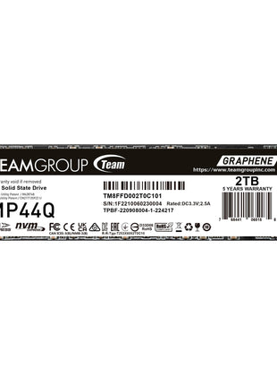 TEAMGROUP MP44Q 2TB SLC Cache Gen 4x4 M.2 2280 PCIe 4.0 w/NVMe Laptop, Desktop, NUC, NAS SSD Read/Write Speed up to 7000/5900MB/s TM8FFD002T0C101