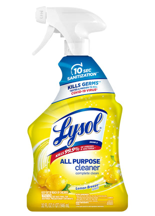 Lysol All Purpose Cleaner Spray, Multi-Purpose Disinfecting Spray, Kitchen & Bathroom Cleaner, Lemon Breeze Scent, 32 Fl Oz