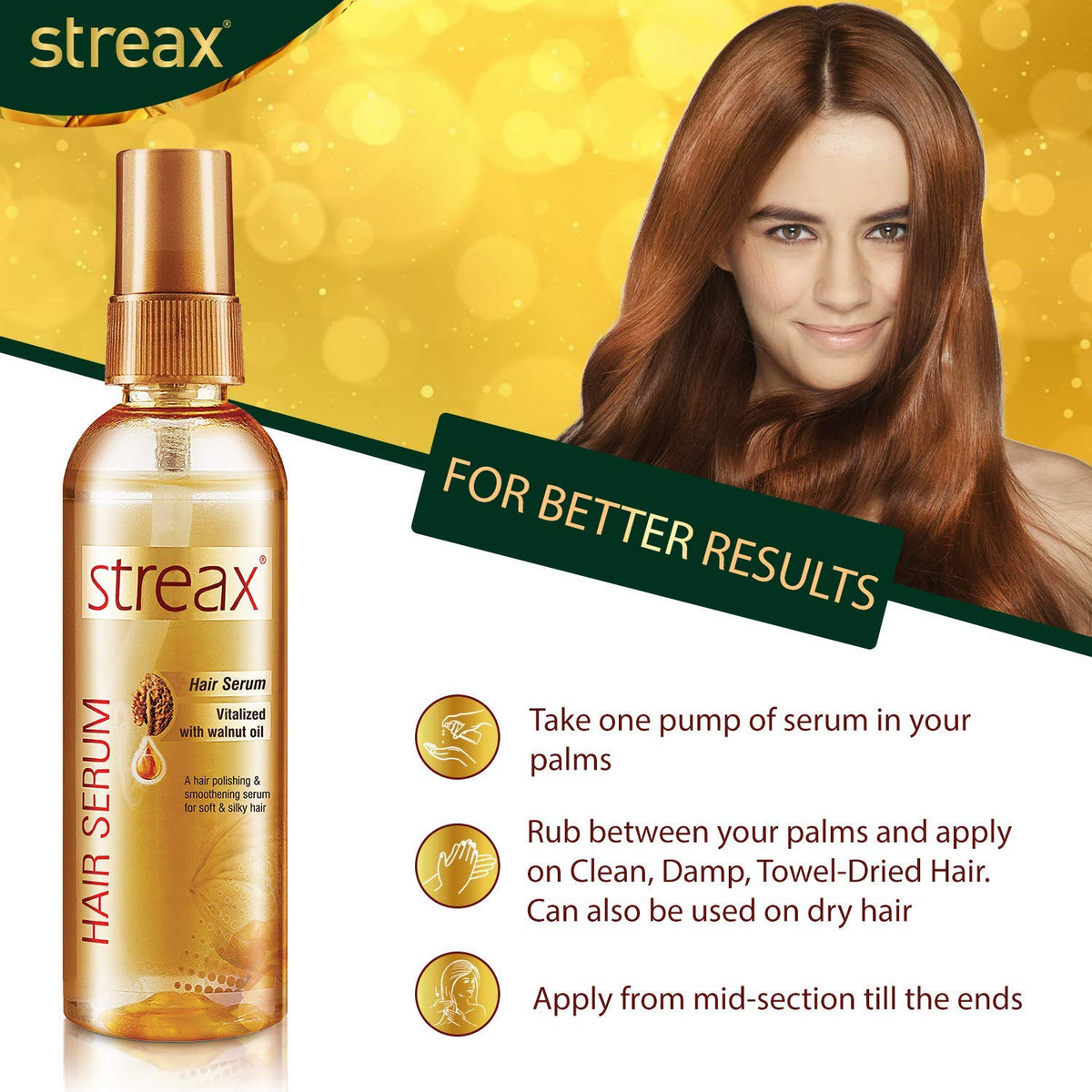 Streax Hair Serum with Walnut Oil (45 ml) Pack of 3