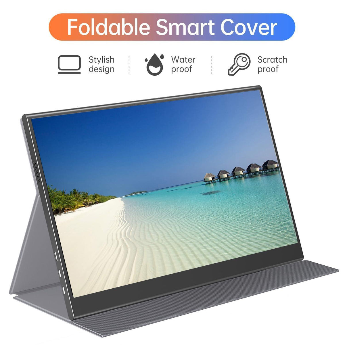 ForHelp 15.6inch Portable Monitor,1080P USB-C HDMI Second External Monitor for Laptop,PC,Mac Phone,PS,Xbox,Swich,IPS Ultra-Thin Zero Frame Gaming Display/Premium Smart Cover
