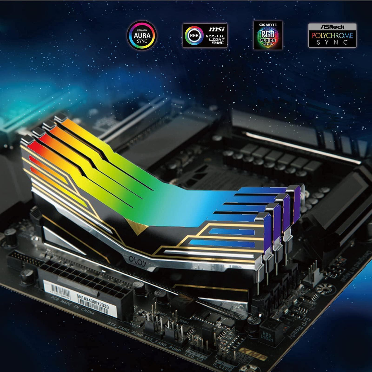 OLOy DDR4 RAM 16GB (2x8GB) Black Warhawk Aura Sync RGB 3200 MHz CL16 1.35V 288-Pin Desktop Gaming UDIMM (MD4U083216BEDA)