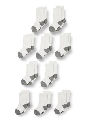 Amazon Essentials Unisex Kids and Toddlers' Cotton Cushioned Crew Socks, 10 Pairs