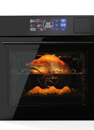 24" Single Wall Oven, 2.5 Cu.ft. Built-in Electric Wall Oven with 8 Cooking Functions, 360° ROTATING ROTISSERIE, Touch Control, Timer, Stainless Steel Wall Oven for Kitchen