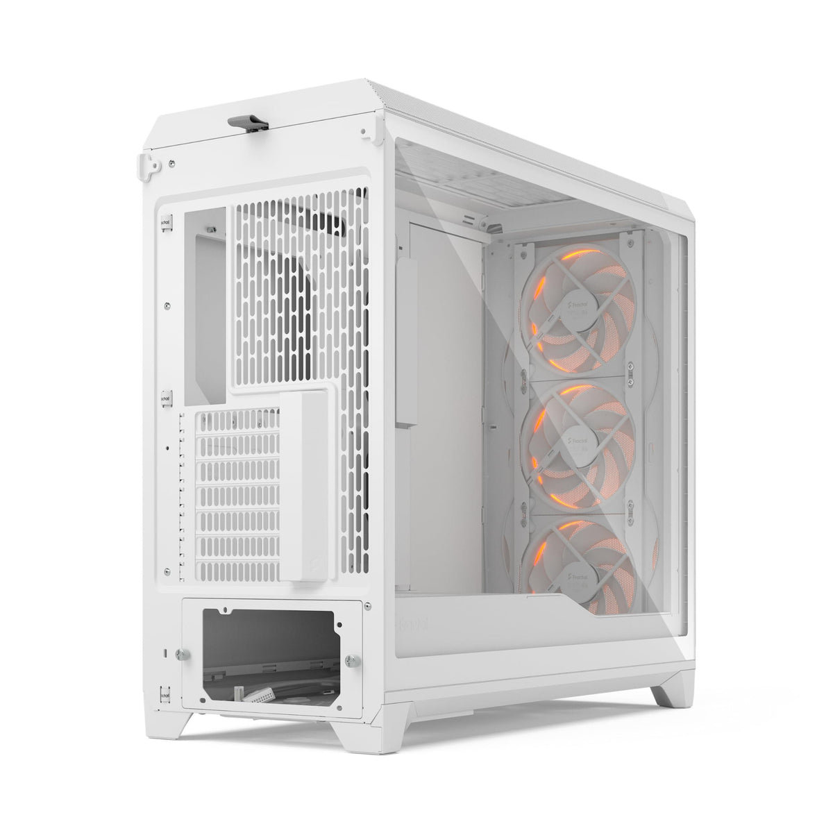 Fractal Design Meshify 3 XL White Tempered Glass Clear Tint - High Airflow PC Gaming Case - Mesh Front Panel - Three ARGB Momentum 14 Gen 2 Fans Included - Spacious Interior - GPU up to 512mm