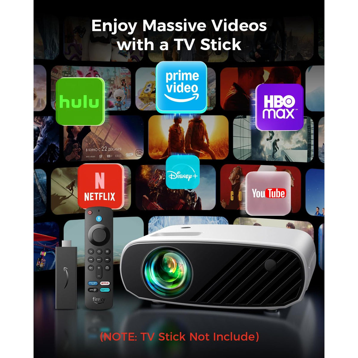 Mini Projector for iPhone, ELEPHAS 2025 Upgraded 1080P HD Projector, 8000L Portable Projector with Tripod, Movie Projector Compatible with Android/iOS/Windows/TV Stick/HDMI/USB