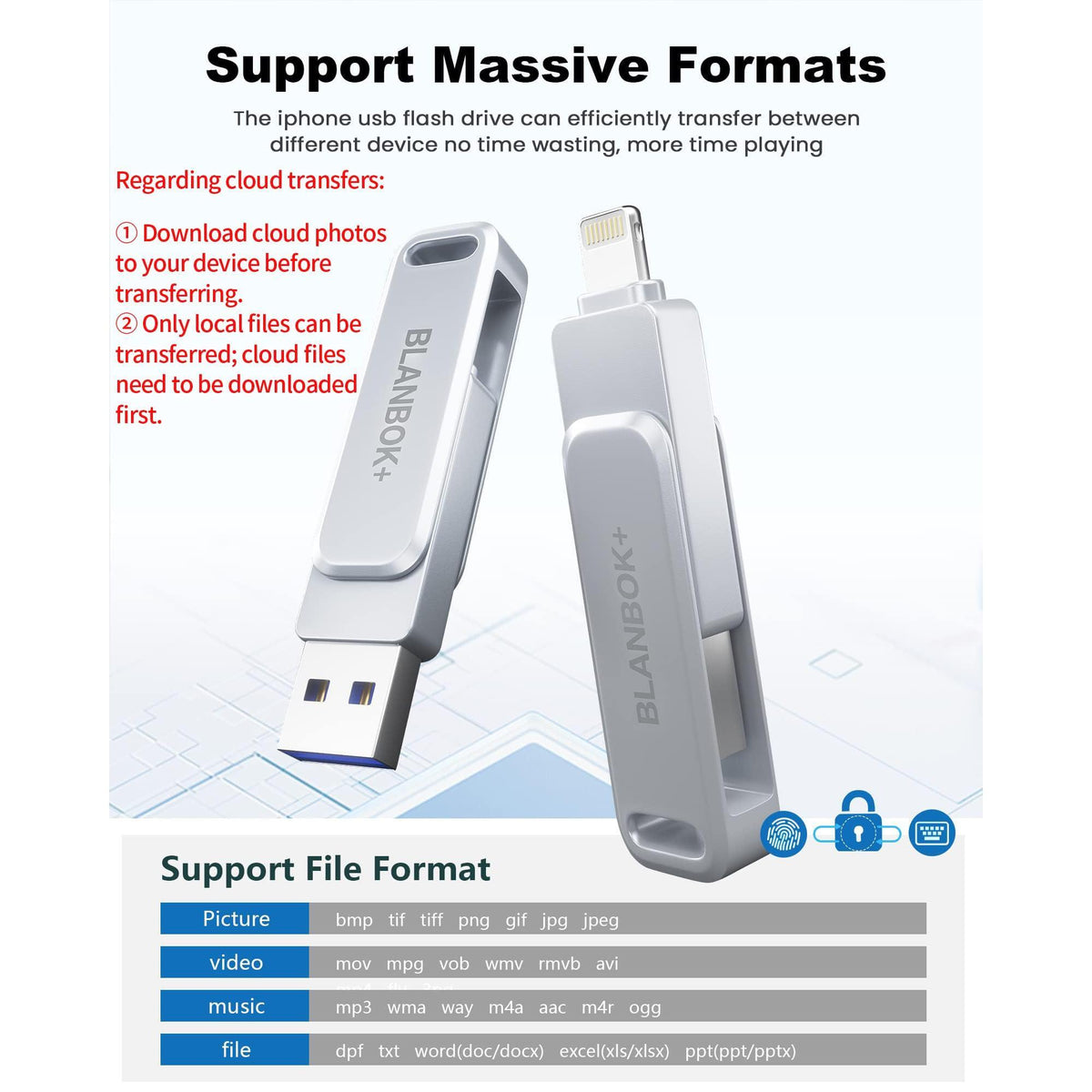 MFi Certified 128GB Photo Stick for iPhone Flash Drive,USB Memory Stick Thumb Drives High Speed USB Stick External Storage Compatible for iPhone/iPad/Android/PC