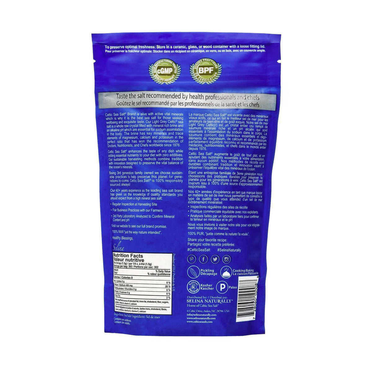 Light Grey Celtic Sea Salt 1 Pound Resealable Bag – Additive-Free, Delicious Sea Salt, Perfect for Cooking, Baking and More - Gluten-Free, Non-GMO Verified, Kosher and Paleo-Friendly