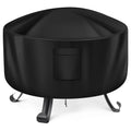 WLEAFJ Fire Pit Cover - Round, 22-34 Inch, Heavy Duty Oxford Fabric, Waterproof