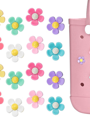 Ella & Emma 16pcs Flower Charm Accessory for Bogg Bags and Simply Southern Totes, Decorative Accessories to Customize Your Beach Tote Bag