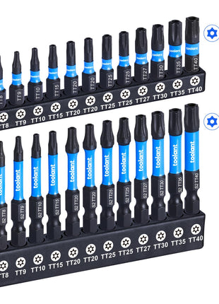 toolant 27PCS Impact Torx Bit Set TT7-TT40 S2 Steel Security Torx | CNC-machined S2 steel bits with 1" & 2" lengths, magnetic holder and storage box for lasting performance