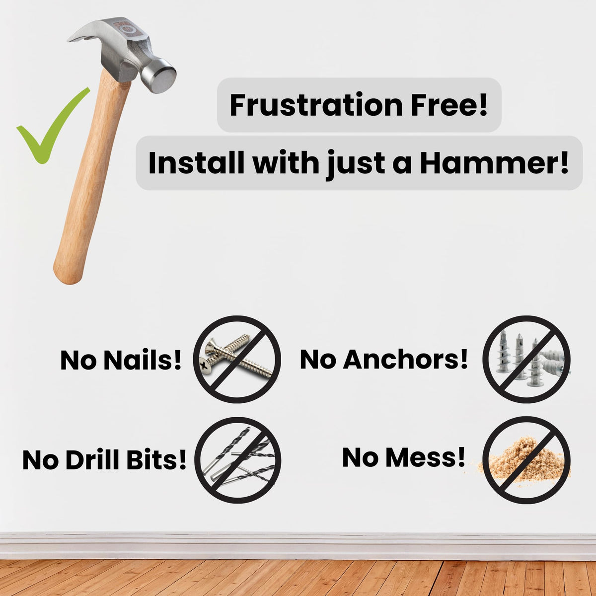 No-Stud, No-Drill Wall Mount for Skylight Calendar (15 inch) - The Original Easy DIY Installation, No Anchors or Screws Needed, Damage-Free, Secure Hold, Only a Hammer Required, Hardware Included