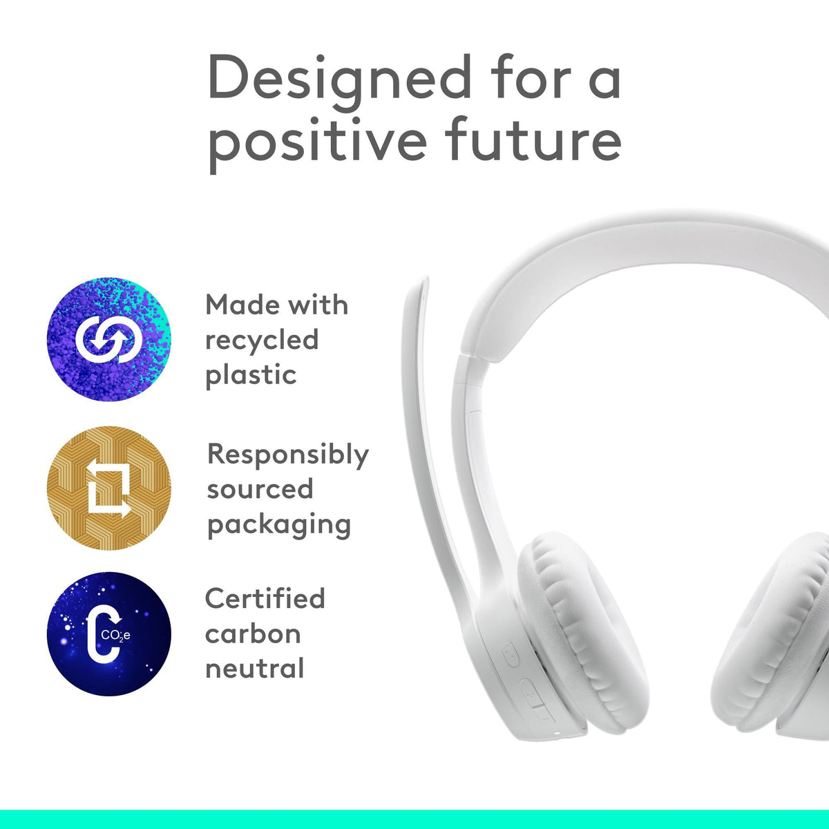 Logitech Zone 300 Wireless Bluetooth Headset with Noise-Canceling Microphone, Compatible with Windows, Mac, Chrome, Linux, iOS, iPadOS, Android – Off-White