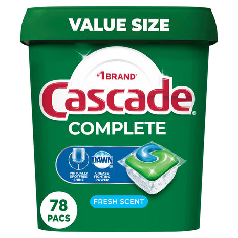 Cascade Complete Dishwasher Pods   Fresh Scent ActionPacs, Dishwasher Detergent, Dishwasher Soap, Detergent Pods, 78 Count