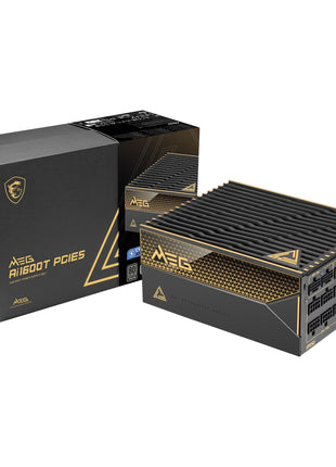 MSI MEG Ai1600T PCIE5, Fully Modular Gaming 1600W Power Supply, 80+ Titanium, Dual 12V-2x6 Cables, Server-Grade Capacitor, ATX 3.1 & PCIe 5.1 Ready, Low-Noise, Braided, 12 Year Warranty