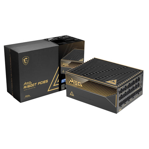 MSI MEG Ai1600T PCIE5 ATX 3.1 Gaming Power Supply - Full Modular - 80 Plus Titanium Certified 1600W - 100% Japanese 105°C Capacitors - ATX PSU - 12 Year Warranty