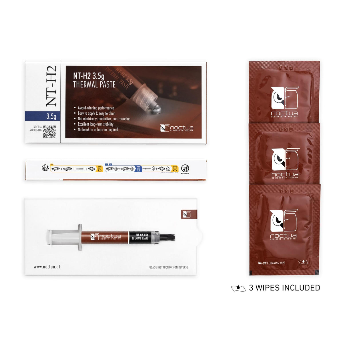 Noctua NT-H2 3.5g, Thermal Computer Paste incl. 3 Cleaning Wipes (3.5g)