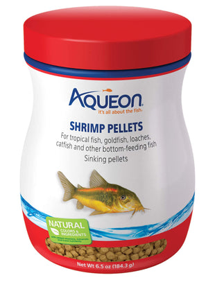 Aqueon Shrimp Pellets Sinking Food for Tropical Fish, Goldfish, Loaches, Catfish and Other Bottom Feeding Fish, 6.5 Ounces