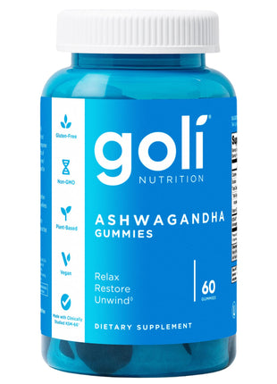 Goli Ashwagandha & Vitamin D Gummy   60 Count   Mixed Berry, KSM 66, Vegan, Plant Based, Non GMO, Gluten Free & Gelatin Free Relax. Restore. Unwind, Pack of 1