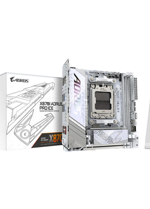 GIGABYTE X870I AORUS PRO ICE AMD AM5 LGA 1718 Motherboard, Mini-ITX, DDR5, 2X M.2, PCIe 5.0, USB-C, WIFI7, 2.5GbE LAN, EZ-Latch, 5-Year Warranty