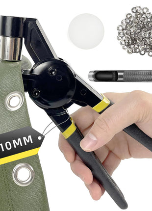 HAPDEN Grommet Tool Kit, 3/8 inch Handheld Eyelet Kit Manual Grommet Press Machine with 500 pcs 10 mm Grommets
