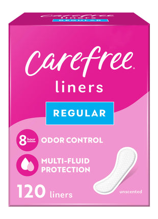 Carefree Panty Liners for Women, Regular, Unscented, 120 ct