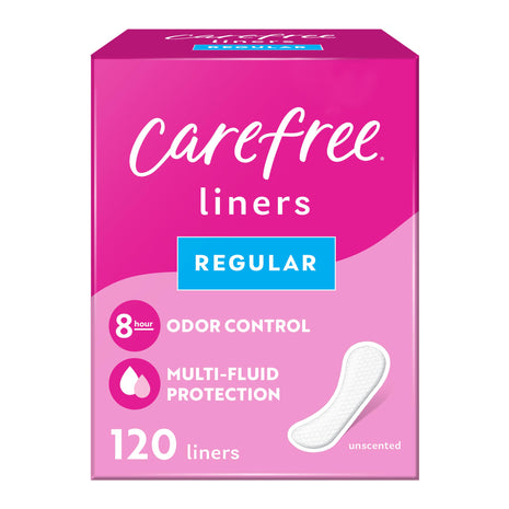 Carefree Panty Liners for Women, Regular, Unscented, 120 ct