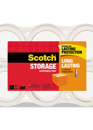 Scotch Long Lasting Storage Packing Tape Rolls, Clear, Storage Tape Withstands Extreme Temperatures, 1.88 in x 54.6 yd, 6 Refill Rolls