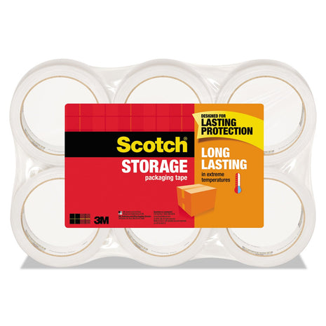 Scotch Long Lasting Storage Packing Tape Rolls, Clear, Storage Tape Withstands Extreme Temperatures, 1.88 in x 54.6 yd, 6 Refill Rolls