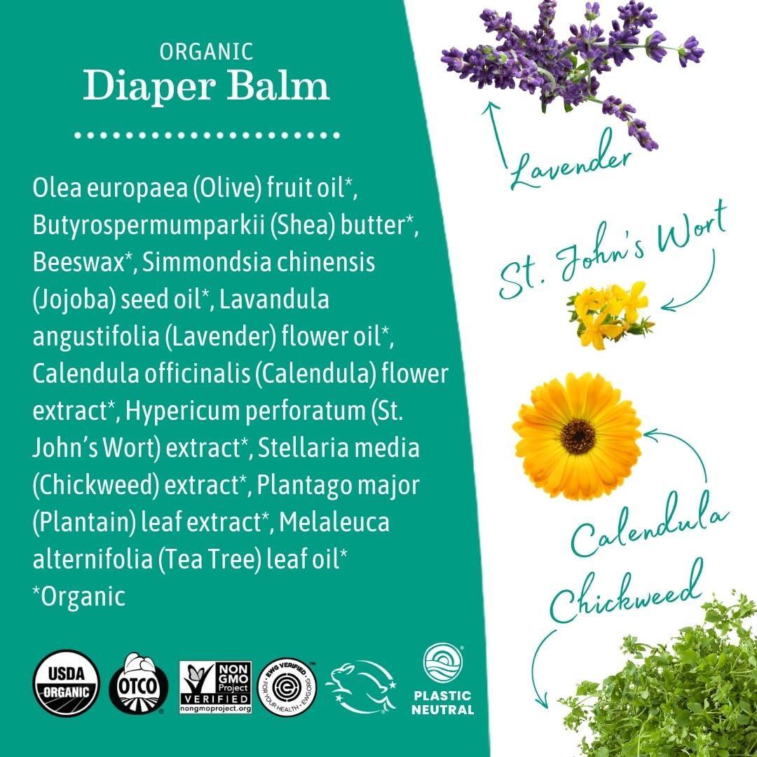 Earth Mama Organic Diaper Balm 2-Ounce | Diaper Cream for Baby | EWG Verified, Petroleum & Artificial Fragrance-Free with Calendula for Sensitive Skin (2-Pack)