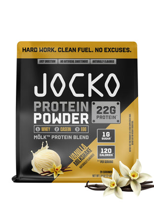 Jocko Fuel Whey Protein Powder, Vanilla Milkshake, 22g Protein, Digestive Enzymes + Probiotic Blend, No Sugar Added, with Essential Amino Acids + Electrolyte Minerals, 28 Servings