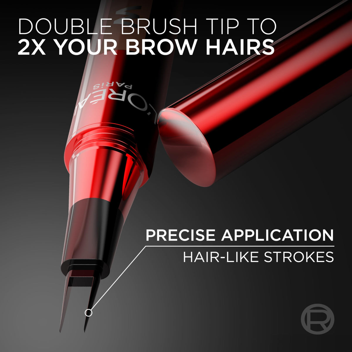 L'Oreal Paris Faux Brow, Hair-Like, Filling Eyebrow Pen with Double-Brush Tip, Fast & Precise Eyebrow Makeup, Soft Black, 0.04 Fl Oz