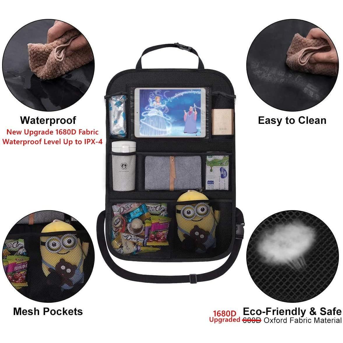 ONE PIX Backseat Car Organizer Mats Back Seat Organizers and Storage Bag with Touch Screen Tablet Holder for Kids Toddlers Car Seats, Travel Accessories, Road Trip Essentials Kids