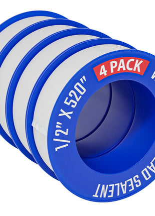 D-NYX Teflon Tape 4 Rolls 1/2 Inch(W) X 520 Inches(L) Teflon Duct Sealant Tape for Shower Head, Plumbing Thread Tapes, Water Pipe Sealing Plumbers PTFE Thread Seal, Pipe Dope Plumbers Accessories