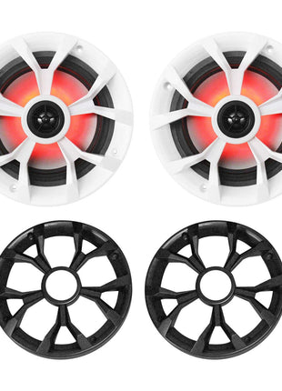 Rockville RKL65MBW (2) 6.5 inch 700W Marine Speakers, 4 Ohm, LED Lights, CEA Compliant, Coaxial, Waterproof, Black/White Grilles for Boats, ATVs, UTVs