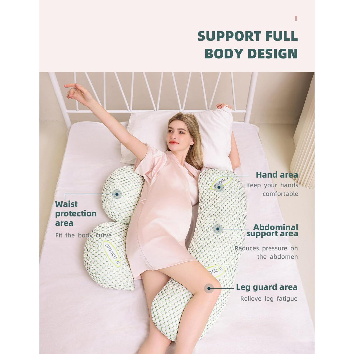 Oternal Pregnancy Pillow for Pregnant Women, Soft Pregnancy Body Pillow, Support for Back, Belly, HIPS, Legs, Maternity Pillow with Detachable and Adjustable Pillow Cover