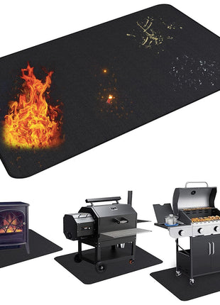 UBeesize Large 65 x 48 inches Under Grill Mat for Outdoor Grill,Double-Sided Fireproof Grill Pad for Fire Pit,Indoor Fireplace Mat Fire Pit Mat,Oil-Proof Waterproof BBQ Protector for Decks and Patios