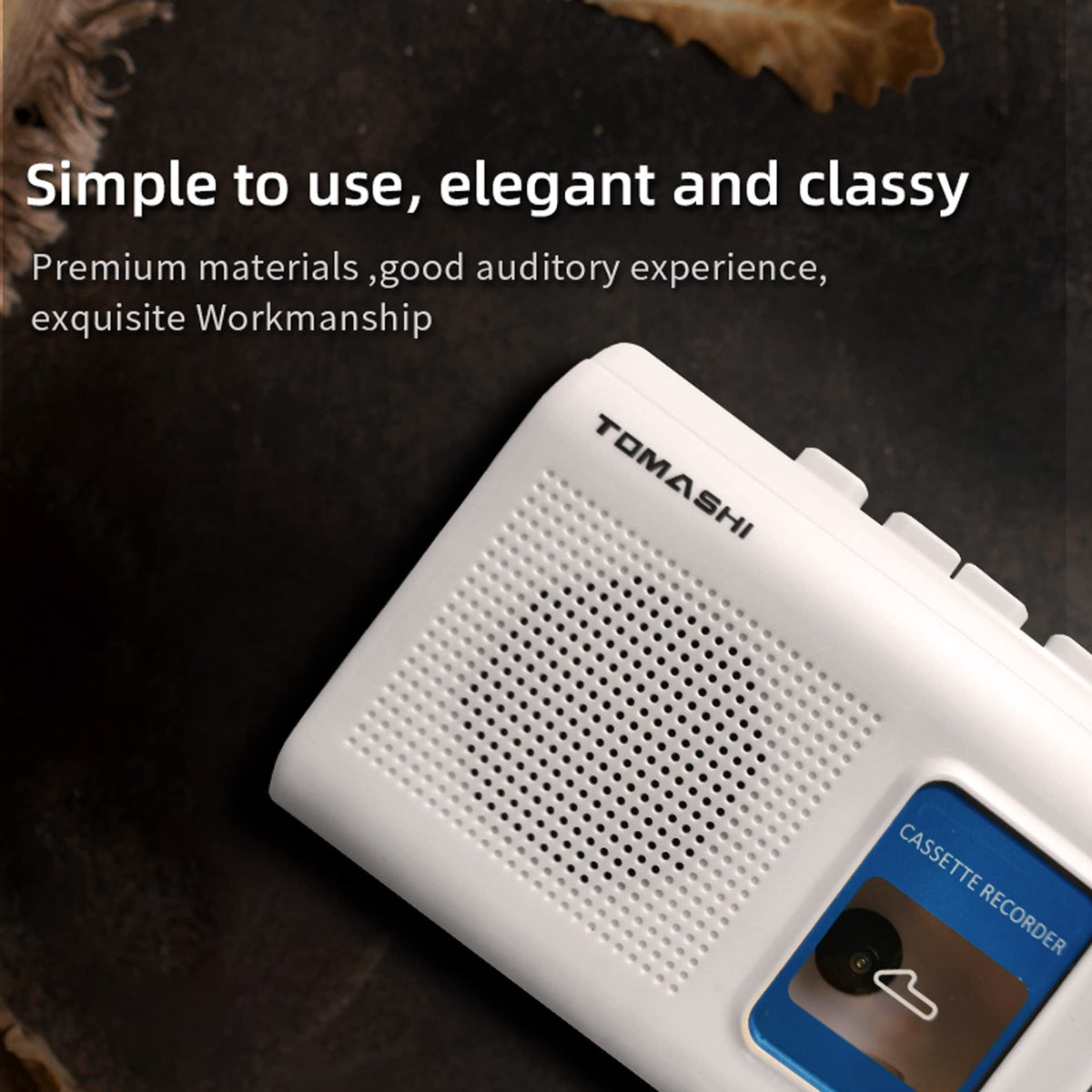 TOMASHI Portable Cassette Player Tape Recorder with Built-in Speaker,Microphone,Headphone Jack-, 4.57 x 3.54 x 1.38inch