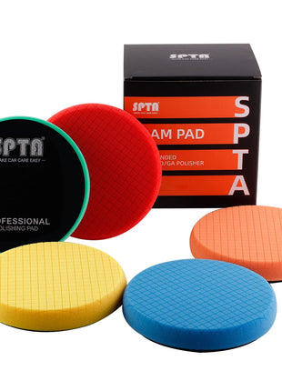 Buffing Polishing Pads, SPTA 5Pcs 6.5 Inch Face for 6 Inch 150mm Backing Plate Mix Cutting Force Buffing Pads Cutting Polishing Pad Kit for Car Buffer Polisher Compounding,Polishing, Waxing-SQMIX65