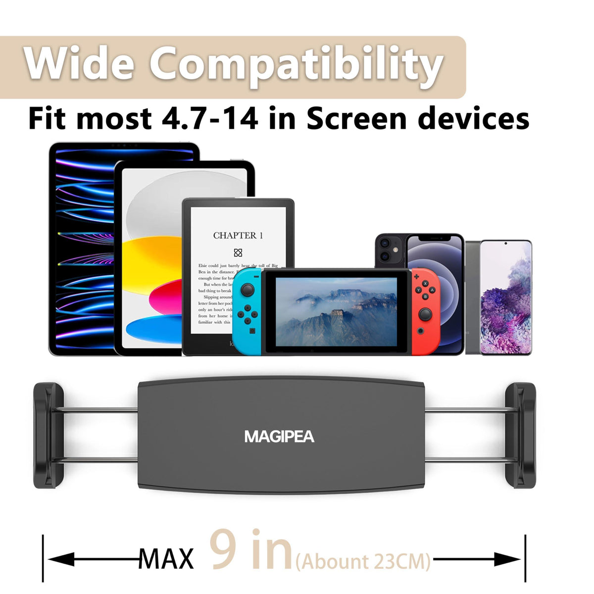 Tablet Stand Holder, Mount Holder Clip with Grip Flexible Long Arm Gooseneck Compatible with ipad iPhone/Nintendo Switch/Samsung Galaxy Tabs/Amazon Kindle Fire HD - Black