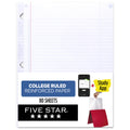 Five Star Loose Leaf Paper + Study App, College Ruled Filler Notebook Paper, Reinforced, Fights Ink Bleed, 8-1/2