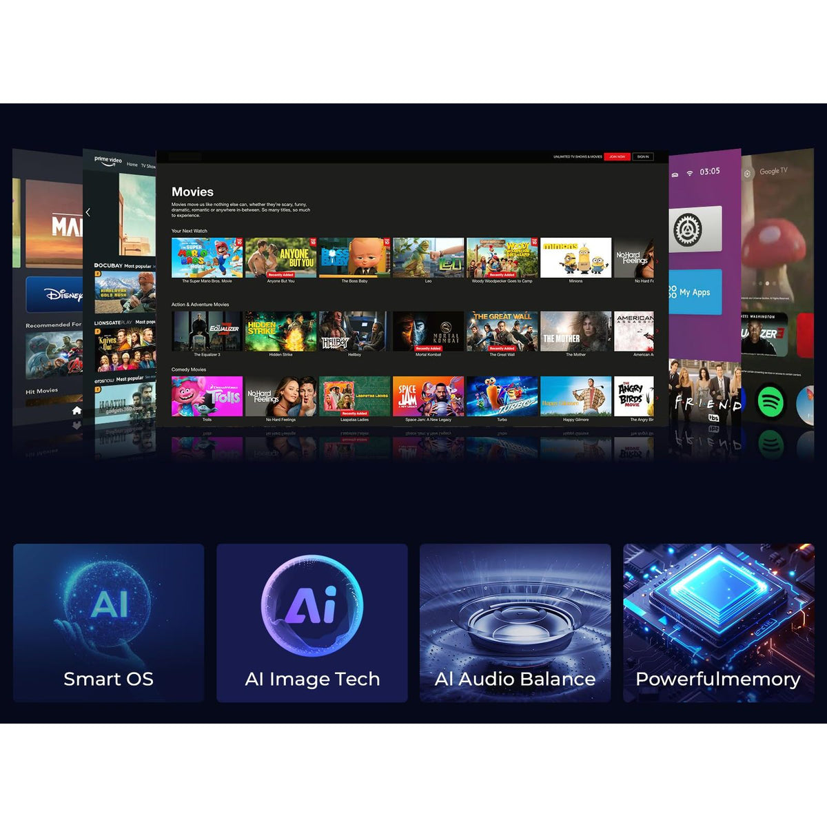 GooDee Smart 4K Projector with 5G WIFI and Bluetooth, Netflix/Amazn Prime Video Certified, Dolby Audio, Outdoor Projector, 400" Zoom Home Theater Projector Compatible with TV Stick,iOS,Android
