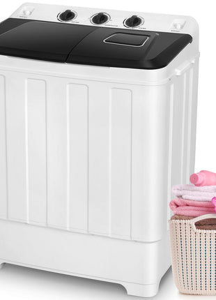 Nictemaw Portable Washing Machine for Apartment, 30Lbs Twin Tub with Pump | Semi-Automatic, 19Lbs+11Lbs Washer and Spin-Dryer Combo, Dual Motor, Time Control, Compact Top Load for Dorms, Rv, Camping