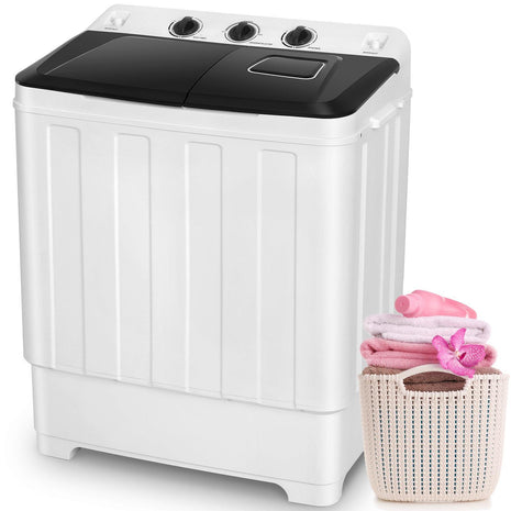 Nictemaw Portable Washing Machine for Apartment, 30Lbs Twin Tub with Pump | Semi-Automatic, 19Lbs+11Lbs Washer and Spin-Dryer Combo, Dual Motor, Time Control, Compact Top Load for Dorms, Rv, Camping