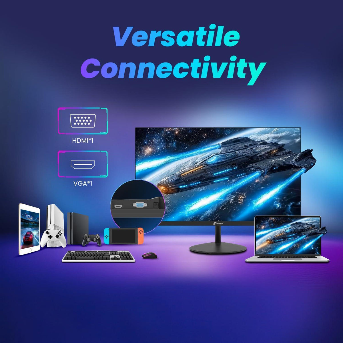 ArcticPro 22 inch Class Thin Full HD (1920 x 1080p) Computer Monitor, 100Hz Refresh Rate, 99% sRGB, 3-Sided Frameless, Ultra Slim, VESA, LowBlue Mode, Tilt Adjust, HDMI *1, VGA*1