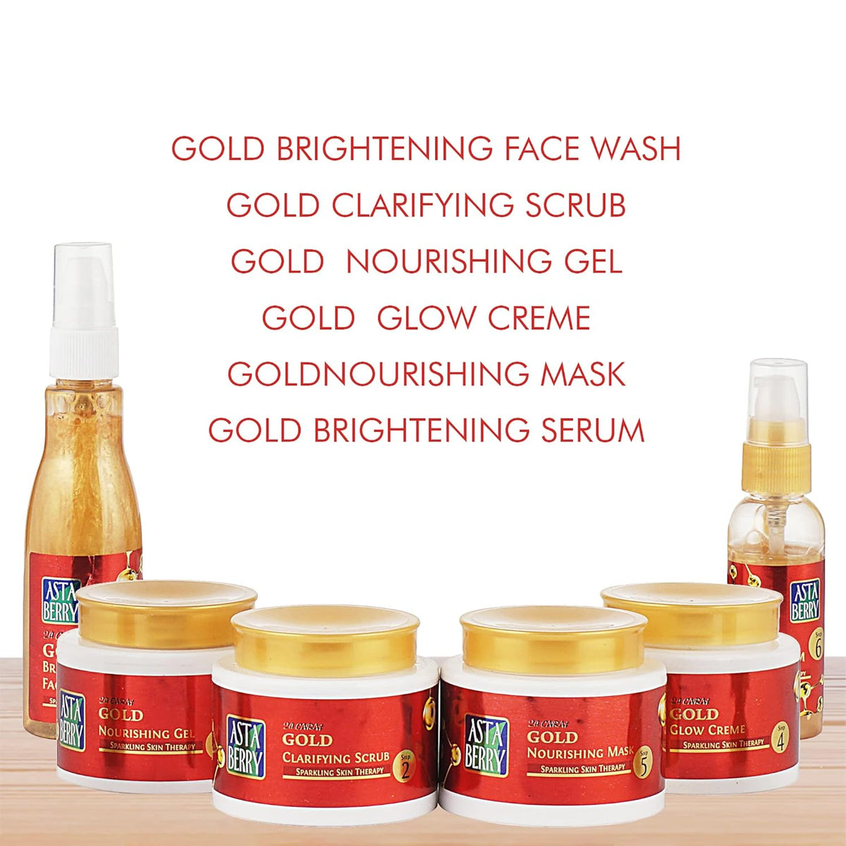 Astaberry Gold Facial Kit 6 Steps - Sparkling Skin Therapy Glow Shine For Women | Skin Repair | Flash Glow & silky smooth look | Lightens Blemishes & Marks