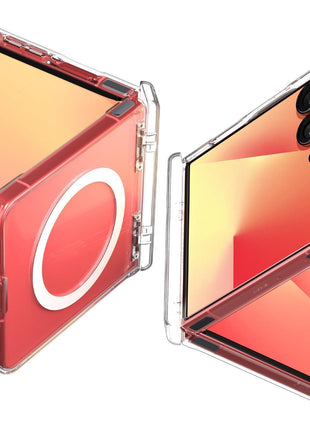 Spigen for Galaxy Z Flip 7 Case, Ultra Hybrid Pro MagFit [Hinge Protection] [Qi2.1 Certified/Magnet for Galaxy] - Clear White
