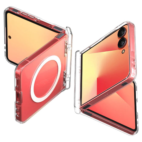 Spigen for Galaxy Z Flip 7 Case, Ultra Hybrid Pro MagFit [Hinge Protection] [Qi2.1 Certified/Magnet for Galaxy] - Clear White