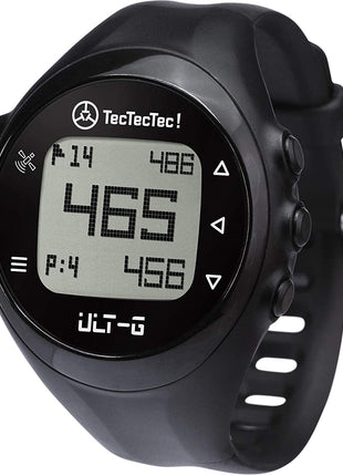 TecTecTec ULT-G Stylish, Lightweight and Multi-Functional Golf GPS Watch, Durable Wrist Band with LCD Display, Worldwide Preloaded Courses - Black