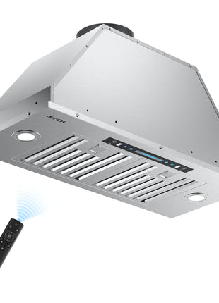 IKTCH 30 inch Built-in/Insert Range Hood 900 CFM, Ducted/Ductless Convertible Duct, Stainless Steel Kitchen Vent Hood with 4 Speed Gesture Sensing&Touch Control Panel(IKB01-30)