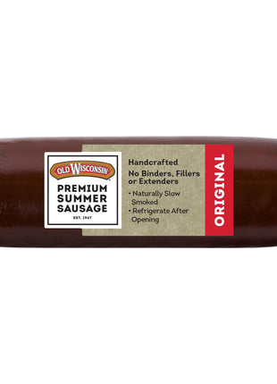 Old Wisconsin Premium Summer Sausage, 100% Natural Meat, Charcuterie, Ready to Eat, High Protein, Low Carb, Keto, Gluten Free, Original Flavor, 8 Ounce